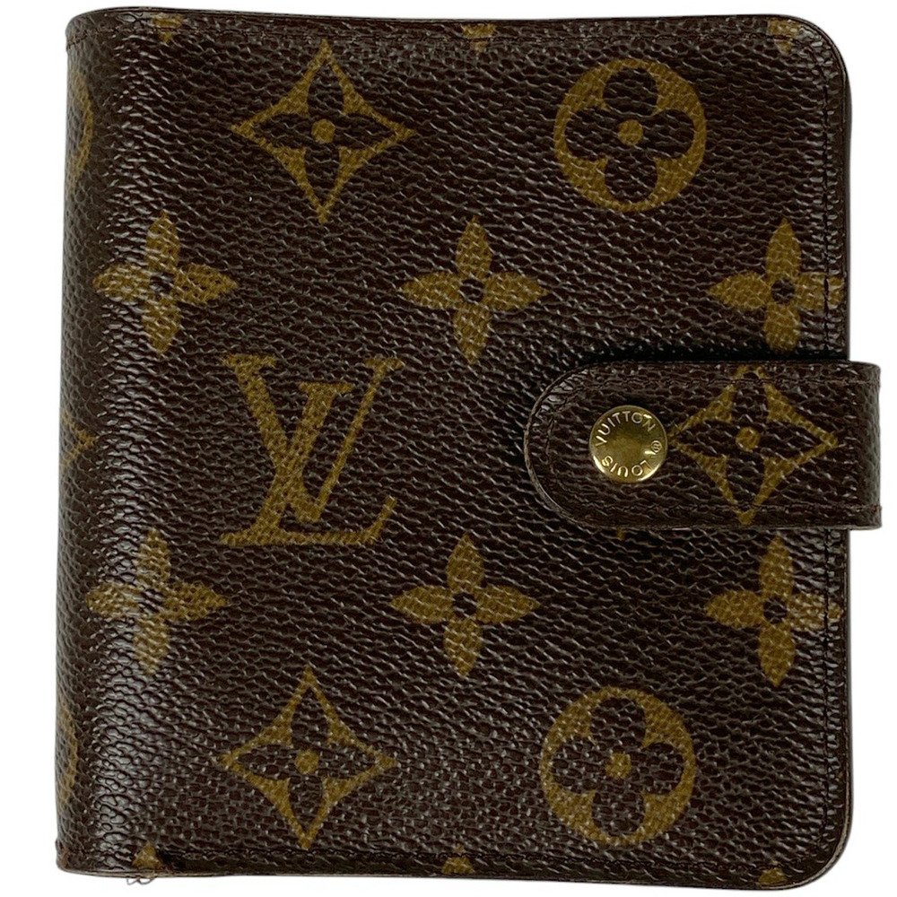 Louis Vuitton Compact Zip Wallet Bi fold Monogram Brown